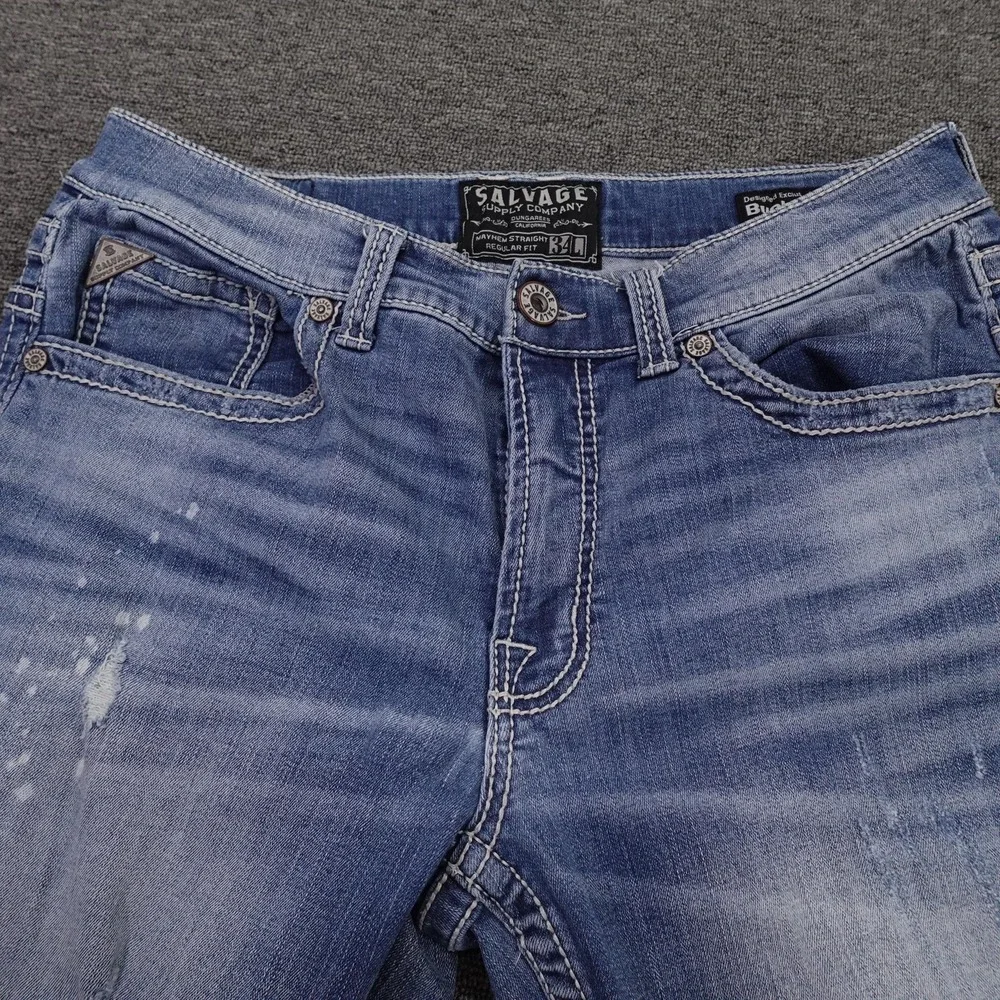 Salvage Supply Company Jeans Mens 34x34 Blue Med Wash Mayhem Straight Stretch